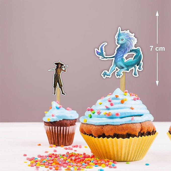 "Raya and the Last Dragn Cupcake Topper – Princess and Fantasy-Themed Party Decoration – Colorful Cupcake Picks Featuring and Friends for Birthday Parties and Themed Celebrations"