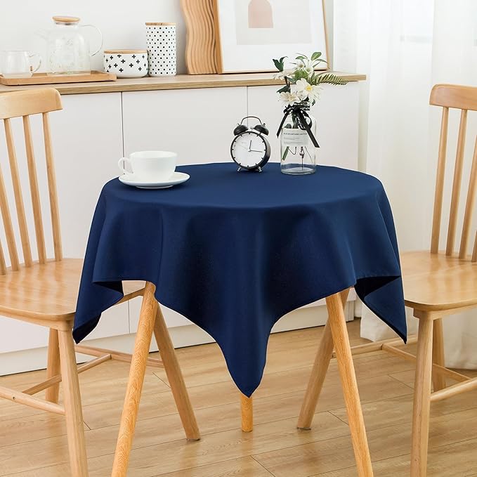 2 Pack Small Square Table Cloth 36X36 Inch Navy Washable Fabric Tablecloth Polyester Solid Table Cover for Night Stand End Table Side Table Outdoor Indoor