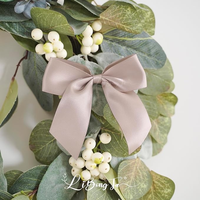 4.5" Satin Ribbon Dusty Rose Bows for Gift Wrapping, Twist Tie Bows, Cute Bows for Crafts, Party Favors, Premade Bows Pre-Tied Decorative Bows for Flower Bouquets Candy Apple Bows-24 Counts