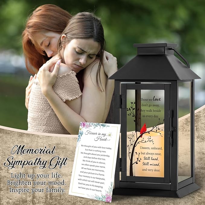 Memorial Lantern Bereavement Gifts in Memory of Loved One Memorial Gifts for Loss of Mother Loss of Father Remembrance Sympathy Gifts for Loss of Loved One with LED Candle and Remote