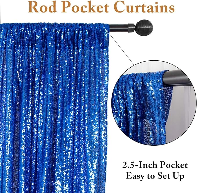 ShiDianYi 8 X 8, Ready to Dispatch,Sequin Backdrops, Sequin Photo Booth Backdrop, Party Wedding Sparkling Photography Prop (8ftx8ft, Royal Blue)