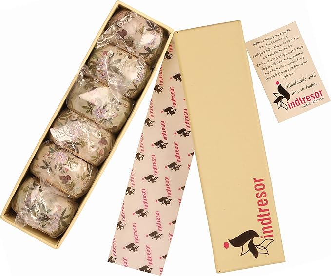 Gorgeous Beautifully Handcrafted Eye Catching Colorful Floral Petals Patterns Large Size Gold Tone Party Dining Table Napkin Holders (Set of 6)