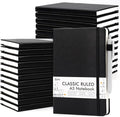 feela 24 Pack Journal Notebook for Work, Business Notebook Bulk Hardcover Lined Writing Journal with Pen Holder for Men Women Note Taking, with 24 Black Pens, 120 GSM, 5.1”x8.3”, A5, Black