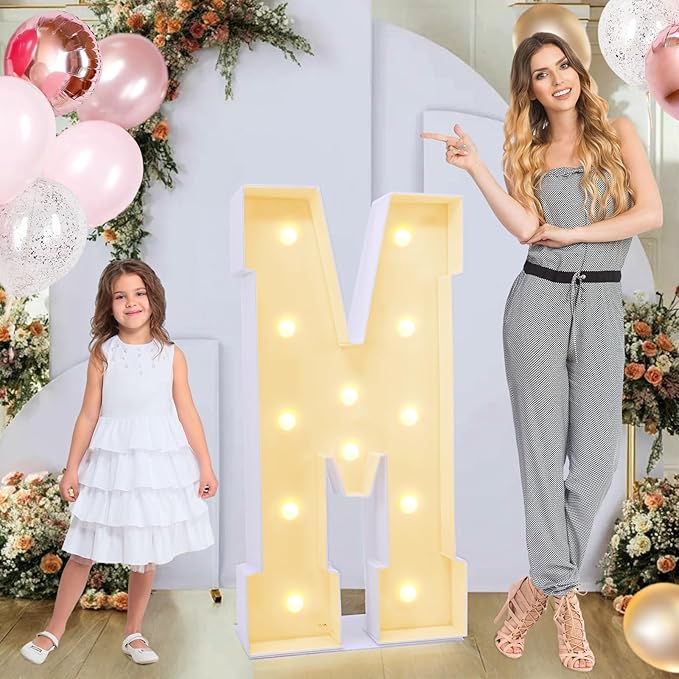 4ft Marquee Light Up Letters M, Marry Me, Large, Yellow, Plastic, 4 Feet Tall for Party Decorations (Letters M)