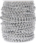 [98 Feet] Silver Pearl Beads Garland, 6MM 33 Yards Silver Faux Pearl Beads String Roll Bulk for DIY Craft Christmas Tree Wedding Party Decoration