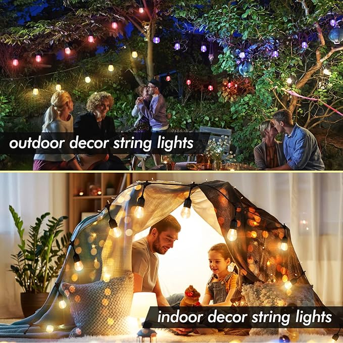 96FT Solar Outdoor String Lights, 30 Shatterproof Edison LED Bulbs, Dimmable RGB Color Changing Patio Lights Waterproof with Remote. for Patio Decor, Garden, Yard,Commercial Use.