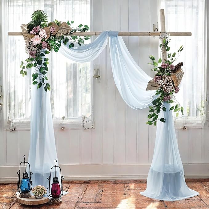 MDS Halloween Chiffon Draping Fabric - 1 Panel, 30" Wide x 75ft Long - Sheer Spooky Arbor & Canopy Drapery for Haunted House Backdrops, Party Ceilings, DIY Costumes & Themed Events - Baby Blue