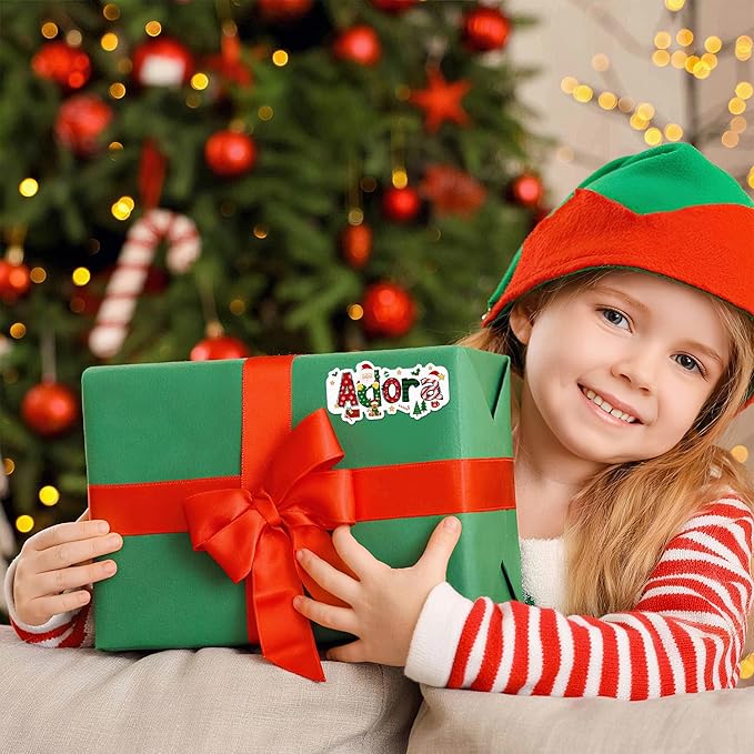 Personalized Christmas Stickers Custom Santa Claus Name Stickers Label for Gifts Box Package Envelope Seals Cards Christmas Gifts Tag for Family Kids A Sheet