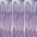3 Pack 3.3 x 6.6 ft Lavender Foil Fringe Backdrop Curtains, Tinsel Streamers Party Decorations, Fringe Backdrop for Birthday, Baby Shower, Gender Reveal, Graduation