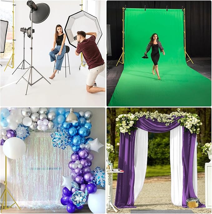 10x10Ft Photography Backdrop Stand - Titanium Gold, Adjustable Backdrop Stand for Parties, Photo Back Drop Stand, Background Support Stand with Carry Bag,Clamp.