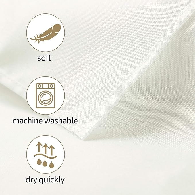 Ascoza 2pack 90x132 Inch Ivory Rectangular Tablecloth 8 Feet Table Cloth in Polyester Fabric for Wedding/Banquet/Restaurant/Parties