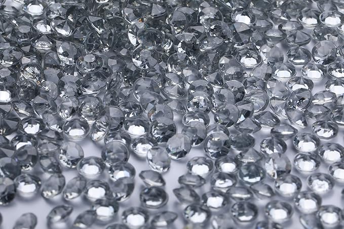 2000 pcs/Pack Wedding Table Scatter Confetti Crystals Acrylic Diamonds 8 mm Rhinestones for Wedding, Bridal Shower, Vase Beads Decorations (8mm, Light Gray)