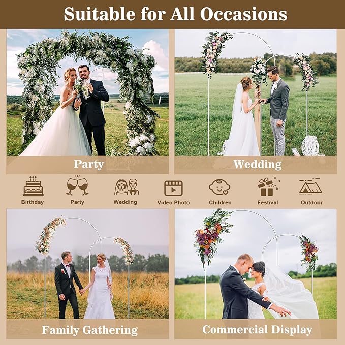 Wedding Arch Backdrop Stand and Cover Set(7.3FT,6FT)Set of 2,Metal Balloon Arch Stand Frame for Wedding Birthday, Party, Baby Shower, Graduation Ceremony, Beige