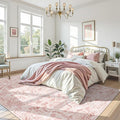 Deerly Pink Area Rugs 9x12 for Living Room Soft Non-Slip, Large Bedroom Rug Vintage Dining Room Rug Tribal Farmhouse Carpet for Dining Room Office Green