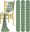 36 Pcs Sage Green Cheesecloth Chair Sashes, 16 x 108 inch Gauze Fabric Washable Chair Sashes Bows Designed for Aisle Decorations Universal Chair Cover Decor for Wedding Reception Party Banquet