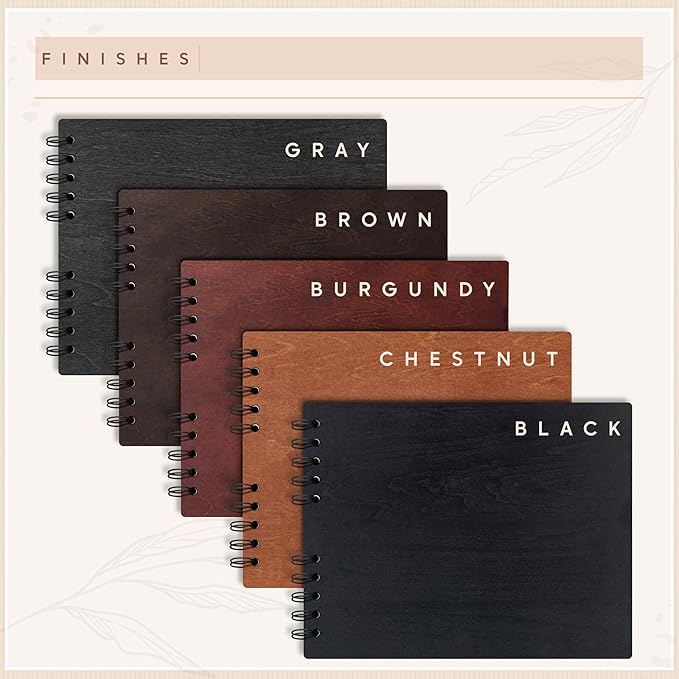 Personalized Wood Wedding Guest Book - 5 Colors/Finishings, 2 Sizes, 12 Designs - Wood Wedding Decorations, Guest Book Signs for Wedding Reception (DESIGN 7)
