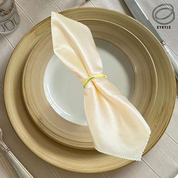 10 Pcs Gold Napkin Rings - Metal Napkin Ring(Round) Stainless Steel Napkin Rings for Table Settings Wedding Christmas Party Dinner Table
