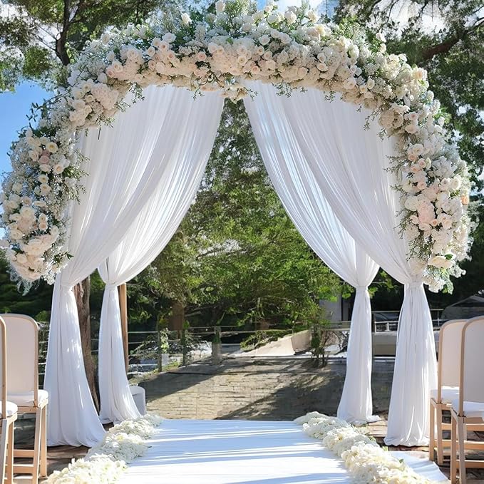 MDS Halloween Chiffon Draping Fabric - 2 Panel, 30" Wide x 20ft Long - Sheer Spooky Arbor & Canopy Drapery for Haunted House Backdrops, Party Ceilings, DIY Costumes & Themed Events - White