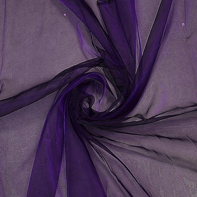 VDS Purple Organza Fabric, 75 Yards Continuous, 45” Wide, Wedding Party Decoration Iridescent Crystal Sheer Shiny Organza Tulle Bridal Dress DIY Crafts Costume Sewing Backdrop Arch Cloth