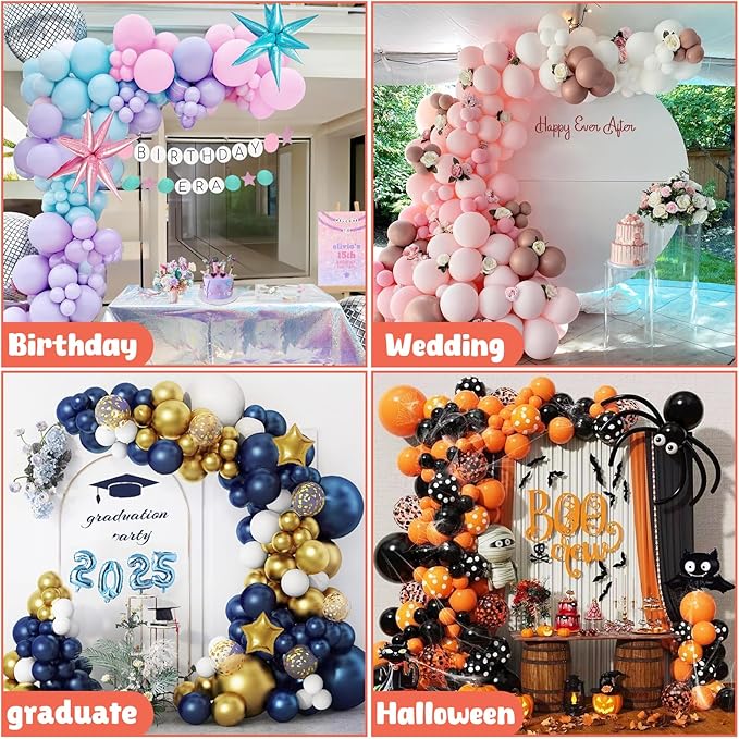 8FT & 6FT Balloon Arch Stand, Flexible Top Balloon Arch Kit, Half Arch Balloon Stand with Base for Floor, Balloon Column Kit for Wedding Birthday Baby Shower Graduation Party Decorations