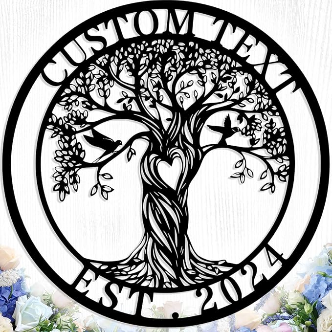 Personalized Tree of Life Metal Sign Wall Art Decor, Custom Wedding Gifts for Couples, Custom Family Name Sign, Christmas Valentine's Day Housewarming Gifts