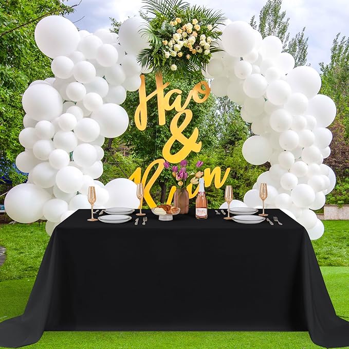 Fitable Black Tableclothes for Rectangle Tables, 6 Pack - 90 x 156 Inch - Reusable and Elegant Tablecloths, Polyester Fabric Table Covers for Wedding, Party, Banquet, Formal Events