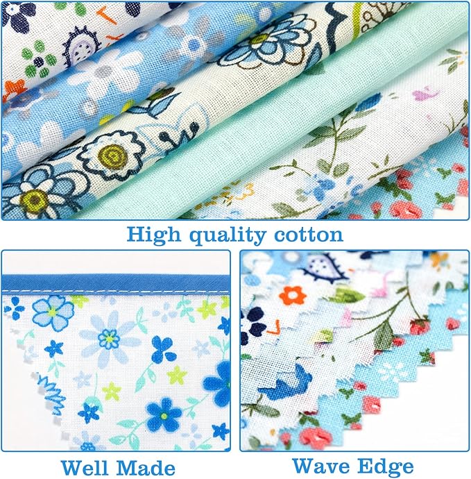 jijAcraft 39Ft Triangle Bunting Banner, 42Pcs Tea Floral Party Bunting Cotton Fabric Flags Pennant Garlands for Birthday Party, Wedding, Baby Shower, Outdoor and Home Decorations (Blue)