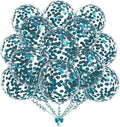 50pcs Peacock Blue Foil Confetti Balloons,12 inch Latex Balloon with Peacock Blue Confetti Inside for Birthday Family Party Wedding Party Baby Shower Decoration Supplies