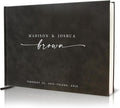 Personalized Guest Book - 11.5" x 8.5" Custom Bride & Groom Names with Bookmark and Hard Cover 140 GSM Blank Pages, for Weddings Guest Book, Engagements, Birthdays, Special Events, Charcoal