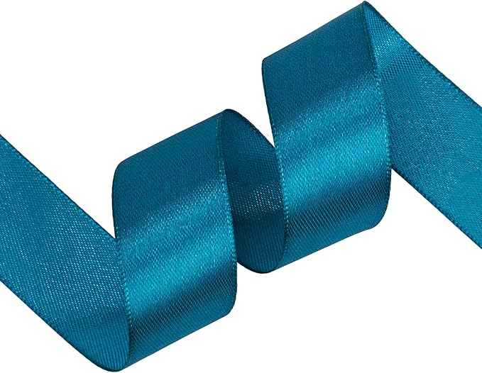 Turquoise Satin Ribbon 1 inch X Continuous 50 Yards, Single Face Polyester Ribbon Perfect for Gift Wrapping, Flower Bouquet, Wedding Decor, Crafts, Bow Making, Sewing and More