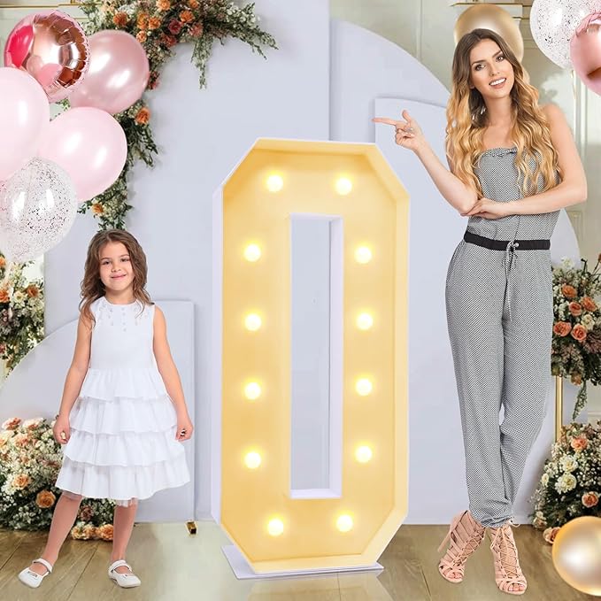 4ft Marquee for Numbers 0, 2025 Light up Numbers for Party Decorations, Multifunctional Plastic Marquee for Numbers 4 Feet Tall, Number 0 for 30th 40th 50th Birthday Decorations,60th 70th Anniversary Party Decor (Number 0)