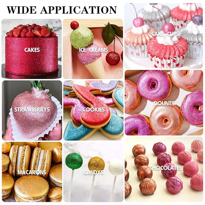 Edible Glitter - 4 Colors Luster Dust Edible Glimmer Powder for Sparkling Drinks, Foods, Wine, Beverage, Cake - Food Grade Shimmer Dust Powder for Baking, Cocktails, Cupcakes Decoration - 5g / Bottles