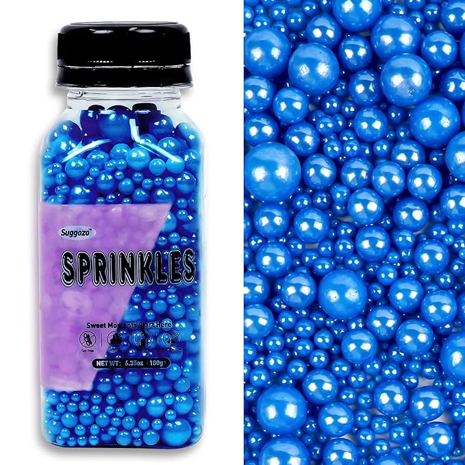 Edible Blue Sugar Sprinkles, Edible Sprinkles for Cake Decorating, Cupcake Toppers, Cake Decorations, Cookie Decoration, Wedding Party Supplies, 180g/6.35oz