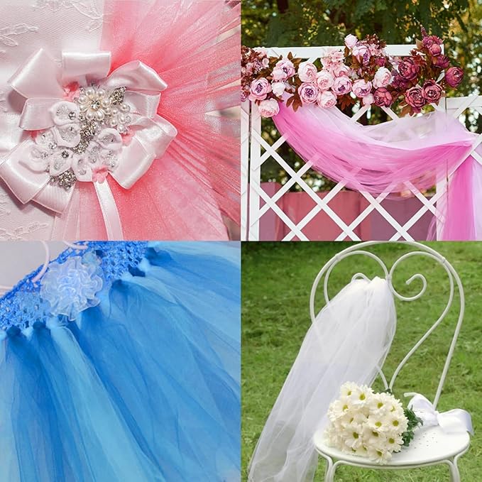 6 Inch × 100 Yards(300 Feet) Tulle Mesh Ribbon Dusty Pink Tulle Fabric Ribbon Roll Netting Spool for Tutu Skirt DIY Craft Wedding Home Spring Decor Party Gift Wrapping Ornaments