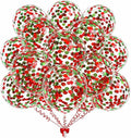 50pcs Red and Green Foil Confetti Balloons,12 inch Latex Balloon with Red Black Confetti Inside for Birthday Family Party Wedding Party Baby Shower Decoration Supplies