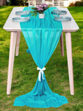MDS Halloween Chiffon Table Runner - 15 Pack, 29 x 170 Inches, 14ft Each - Sheer Spooky Table Runners for Haunted House Parties, Trick-or-Treat Tables, Witchy Décor, Wedding & Events - Peacock Blue