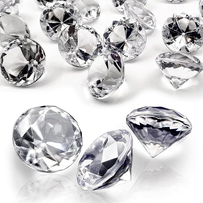 280Pcs Fake Diamonds for Wedding Centerpieces, Clear Vase Fillers Acrylic Crystal Gems for Marriage Anniversary Party Home Table Scatter Decor, 0.78in Rhinestone