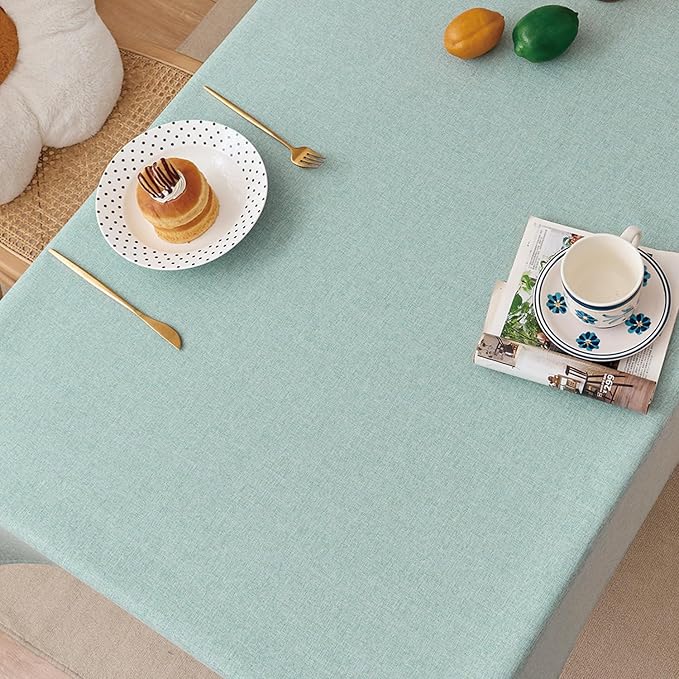 NLMUVW Sage Green Linen Tablecloth Rectangle 6ft, Rustic Textured Table Cloth Water Resistant Farmhouse Table Cover for Kitchen Dining Party Coffee, 54x78 Inch