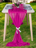 MDS Halloween Chiffon Table Runner - 15 Pack, 29 x 170 Inches, 14ft Each - Sheer Spooky Table Runners for Haunted House Parties, Trick-or-Treat Tables, Witchy Décor, Wedding & Events - Magenta