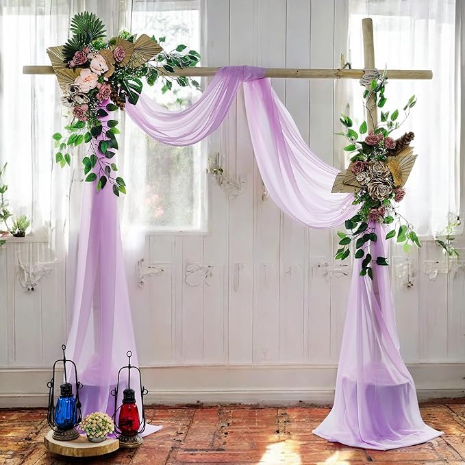 MDS Halloween Chiffon Draping Fabric - 2 Panel, 30" Wide x 100ft Long - Sheer Spooky Arbor & Canopy Drapery for Haunted House Backdrops, Party Ceilings, DIY Costumes & Themed Events - Orchid