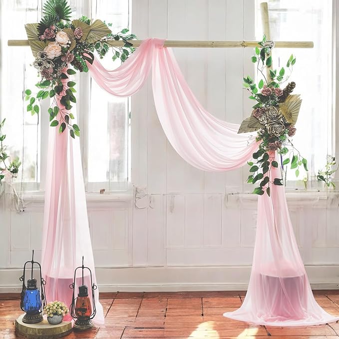 MDS Halloween Chiffon Draping Fabric - 1 Panel, 30" Wide x 100ft Long - Sheer Spooky Arbor & Canopy Drapery for Haunted House Backdrops, Party Ceilings, DIY Costumes & Themed Events - Blush Pink