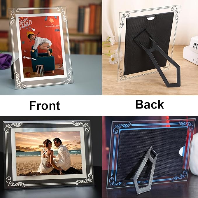 Photo Frames Picture Frame 2 Pack 4x6 High Definition Glass Vertical and Horizontal for Table Desk Shelf Office House Decoration Gifts