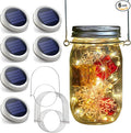 Urvoix Solar Mason Jar Lights - 6 Pack 30 Led Waterproof Jar Lids String Lights with 6 Handle, Perfect for Outdoor Garden Backyard Decorations