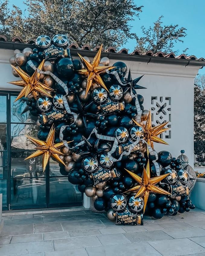 3pcs 26inch 3D Explosion Star foil Balloon, Gold Foil Star Burst Cone Balloons for Birthday Wedding New Year Party Event