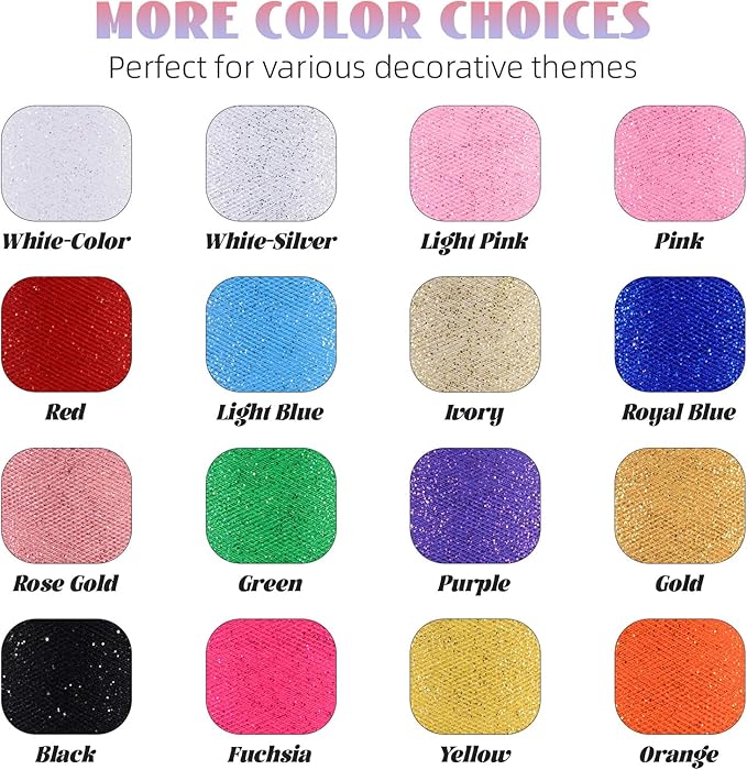 Glitter Tulle Rolls 6” by 50 Yards Sparkle Tulles Fabric Ribbon Sequin Tulle Netting Rolls for DIY Tutu Skirt Wedding Birthday Party Decoration (White/Silver-New)