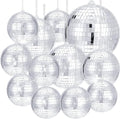WILLBOND 12 Pack Disco Ball Mirror Ball with Hanging Ring for Fun Retro Disco Party Decorations Party Dj Lighting Effect Stage Props Game Accessories, 5.91", 3.94", 3.15", 2.36"(Silver)
