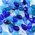 70pcs 8x12mm Teardrop Crystal Glass Beads Vertical Hole Faceted Loose Spacer Beads for DIY Craft Jewelry Making Necklace Bracelet Earring Wind Chimes(Blue Series)