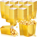 Meanplan 200 Pcs Popcorn Boxes Mini Paper Popcorn Holder Cardboard Snack Container for Party Disposable Snack Candy Bags for Birthday Wedding, 2.2 x 4.2 x 3 in(Simple,Gold)