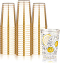 BESTVIP 12oz Gold Glitter Disposable Cups, 100 Pack Gold Plastic Cups, Heavy-duty Party Cocktail Glasses for Christmas, Thanksgiving, Plastic Cups for Party, Holiday, Wedding and Birthday