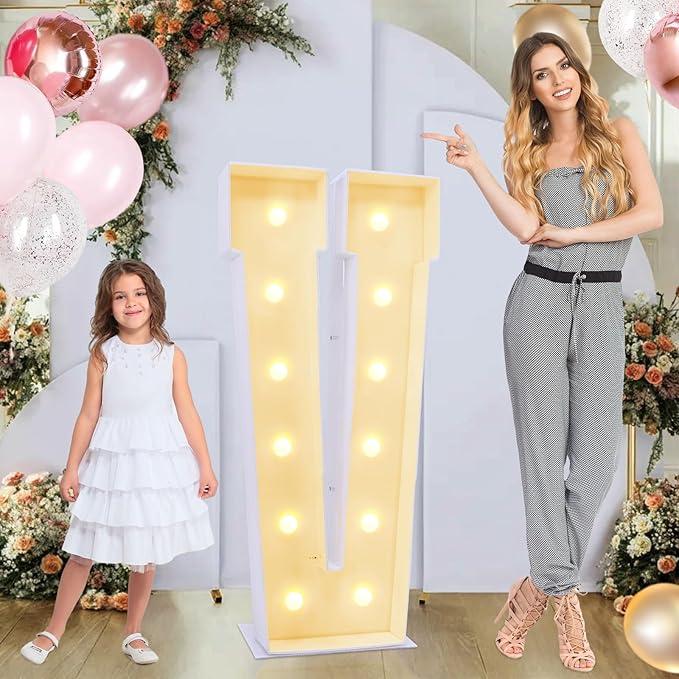 4ft Marquee for Letters V, Large Light up Letters, Multifunctional Large Marquee for Letters 4 Feet Tall for Party Decorations, Letter Balloons, Wedding Decor, Proposal Decorations (Letters V)